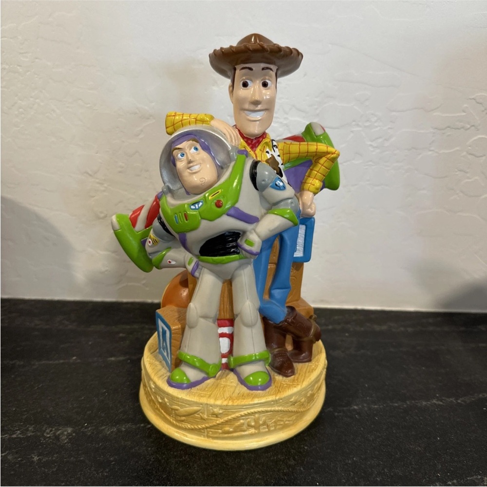 Vtg Disney Store Toy Story Woody Buzz Lightyear PVC Coin Bank Collectible